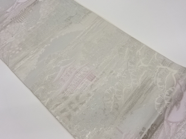 リサイクル　二重箔清水風景模様織出し袋帯